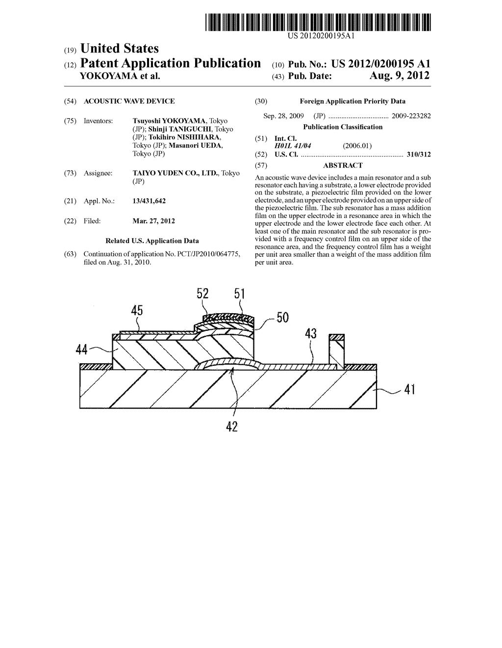 ACOUSTIC WAVE DEVICE - diagram, schematic, and image 01