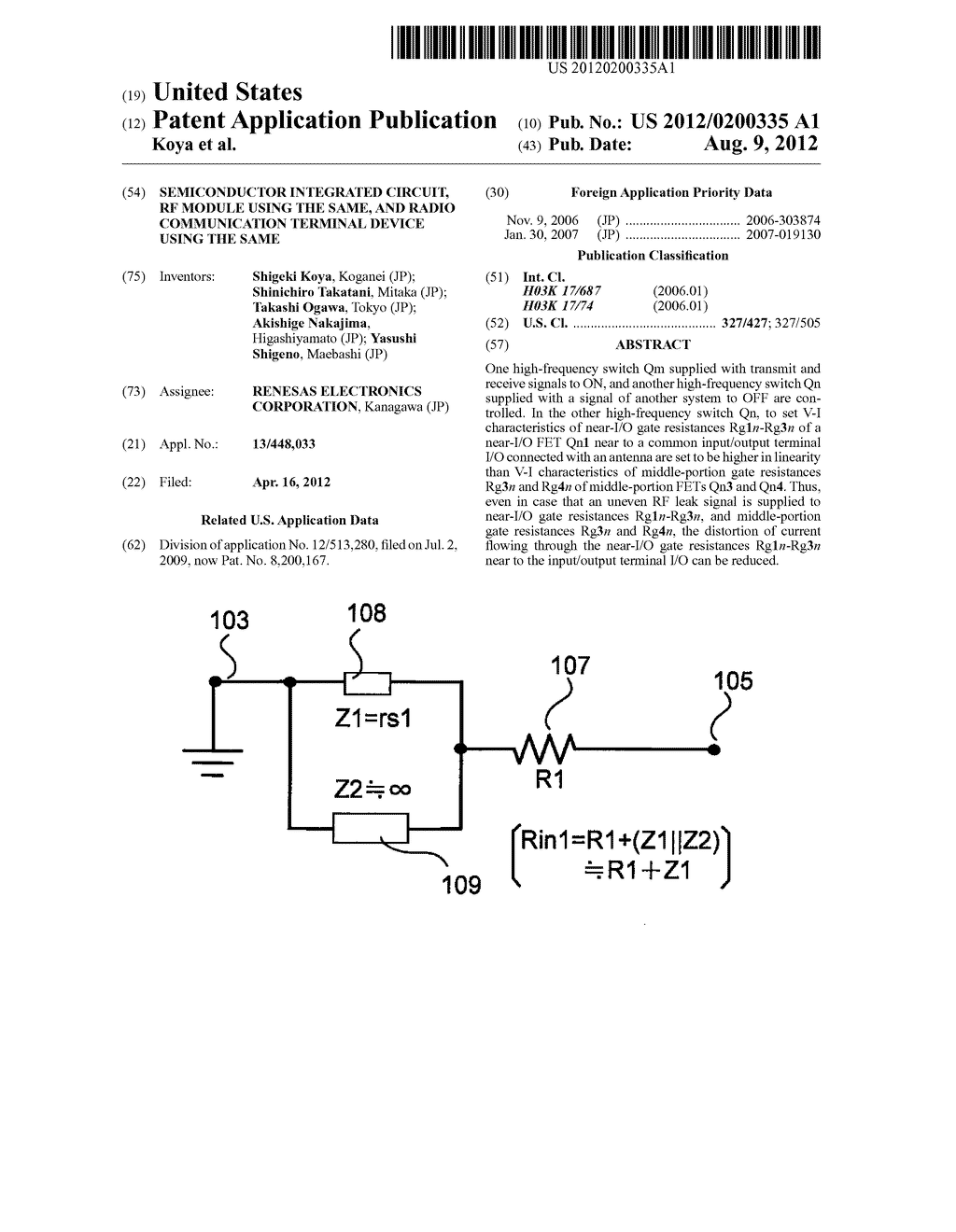 SEMICONDUCTOR INTEGRATED CIRCUIT, RF MODULE USING THE SAME, AND RADIO     COMMUNICATION TERMINAL DEVICE USING THE SAME - diagram, schematic, and image 01