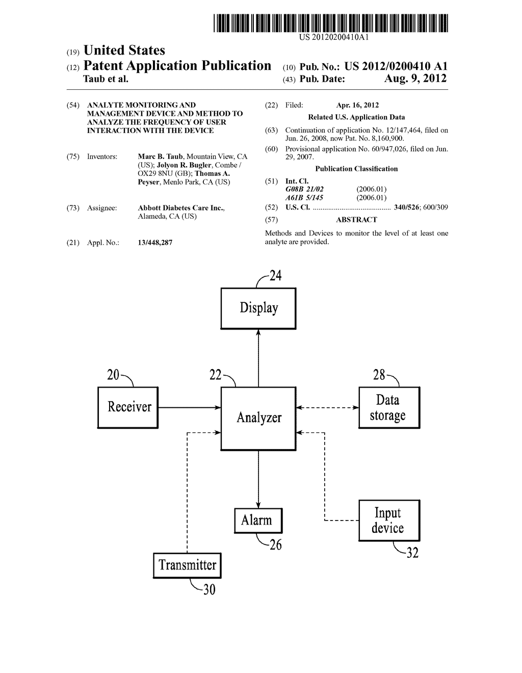 Analyte Monitoring and Management Device and Method to Analyze the     Frequency of User Interaction with the Device - diagram, schematic, and image 01