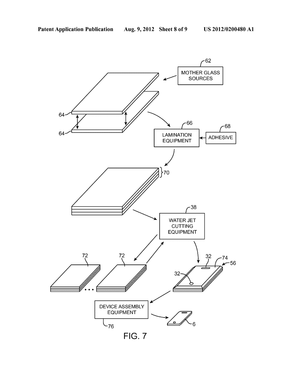 WATER JET SHAPING OF DISPLAYS AND STRUCTURES FOR ELECTRONIC DEVICES - diagram, schematic, and image 09