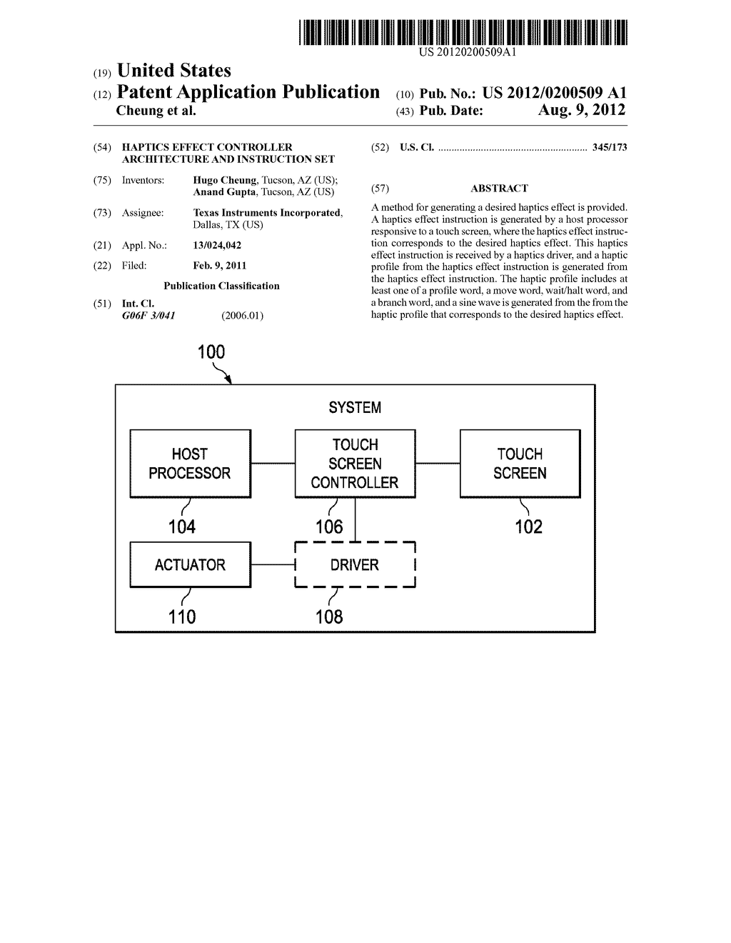 HAPTICS EFFECT CONTROLLER ARCHITECTURE AND INSTRUCTION SET - diagram, schematic, and image 01