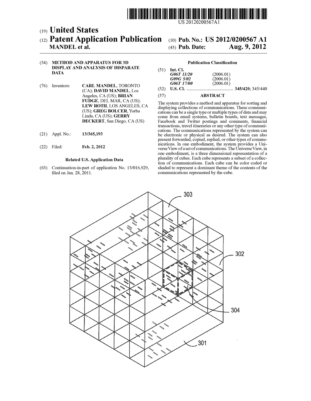 METHOD AND APPARATUS FOR 3D DISPLAY AND ANALYSIS OF DISPARATE DATA - diagram, schematic, and image 01