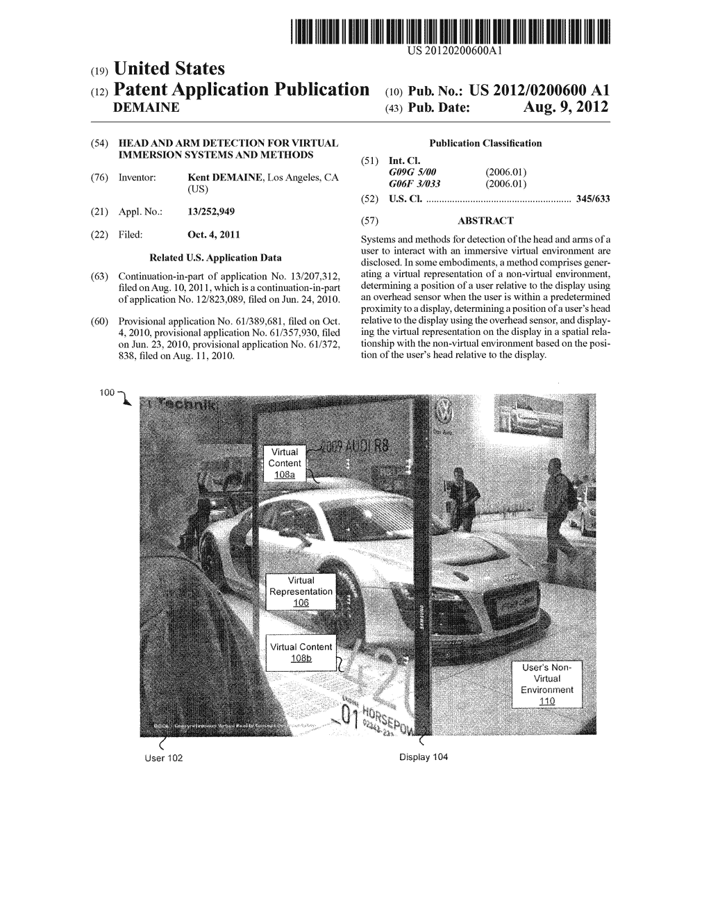 HEAD AND ARM DETECTION FOR VIRTUAL IMMERSION SYSTEMS AND METHODS - diagram, schematic, and image 01