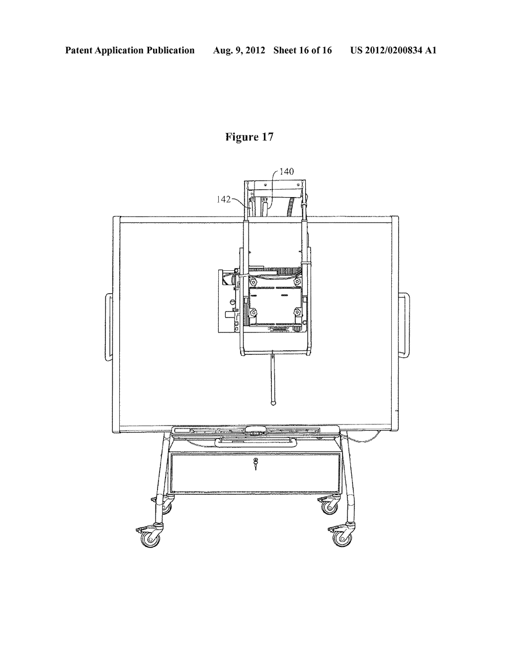 Projector arm assembly for whiteboard stand - diagram, schematic, and image 17