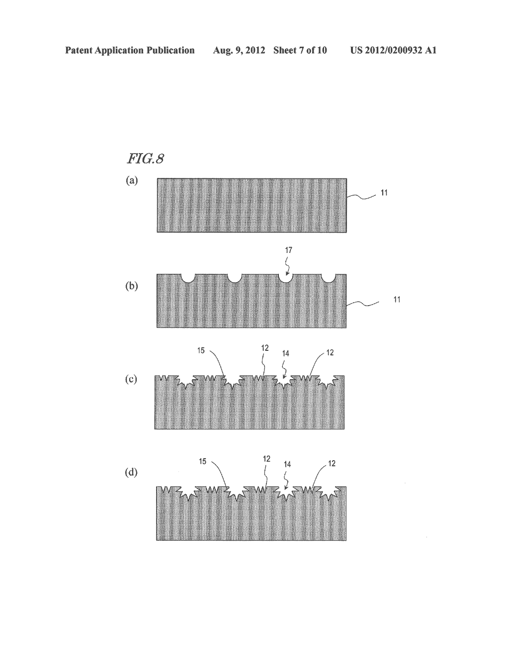 DIE AND METHOD FOR MANUFACTURING DIE, AND ANTI-REFLECTION COATING - diagram, schematic, and image 08