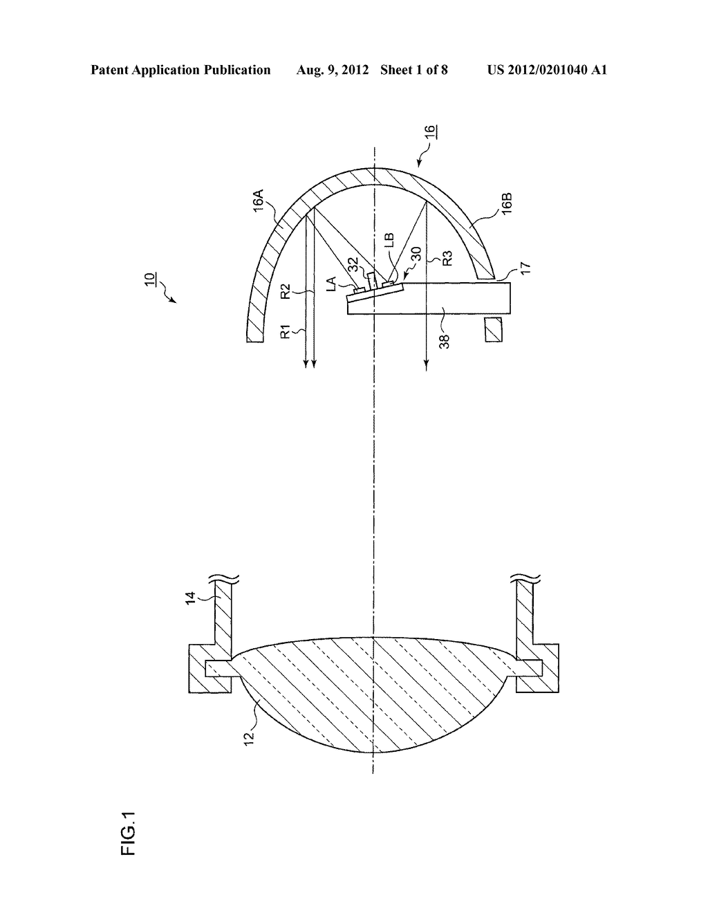 AUTOMOTIVE HEADLAMP FORMING MULTIPLE LIGHT DISTRIBUTION PATTERNS WITH A     SINGLE LAMP - diagram, schematic, and image 02