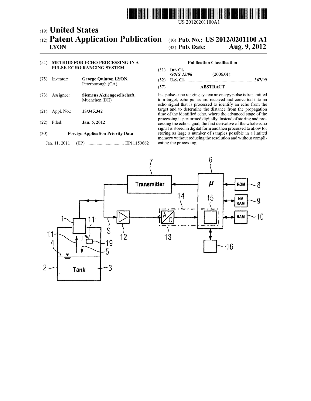 Method for Echo Processing in a Pulse-Echo Ranging System - diagram, schematic, and image 01