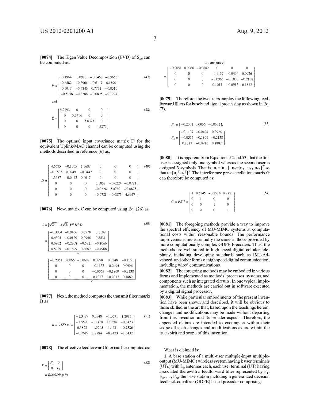 FAST GENERALIZED DECISION FEEDBACK EQUALIZER PRECODER IMPLEMENTATION FOR     MULTI-USER MULTIPLE-INPUT MULTIPLE-OUTPUT WIRELESS TRANSMISSION SYSTEMS - diagram, schematic, and image 12