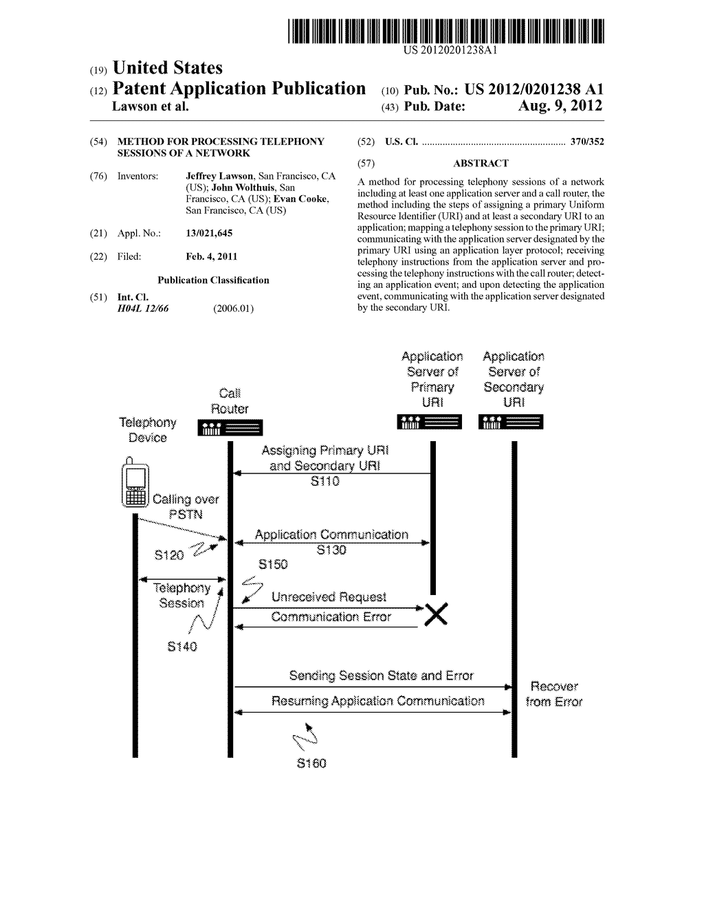 METHOD FOR PROCESSING TELEPHONY SESSIONS OF A NETWORK - diagram, schematic, and image 01