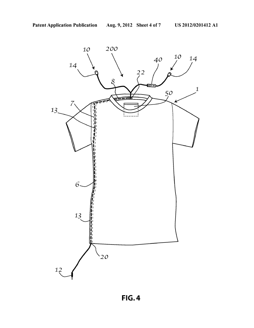 Garment with Integrated Earphones - diagram, schematic, and image 05