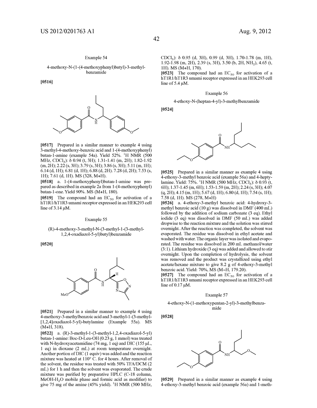 NOVEL FLAVORS, FLAVOR MODIFIERS, TASTANTS, TASTE ENHANCERS, UMAMI OR SWEET     TASTANTS, AND/OR ENHANCERS AND USE THEREOF - diagram, schematic, and image 43