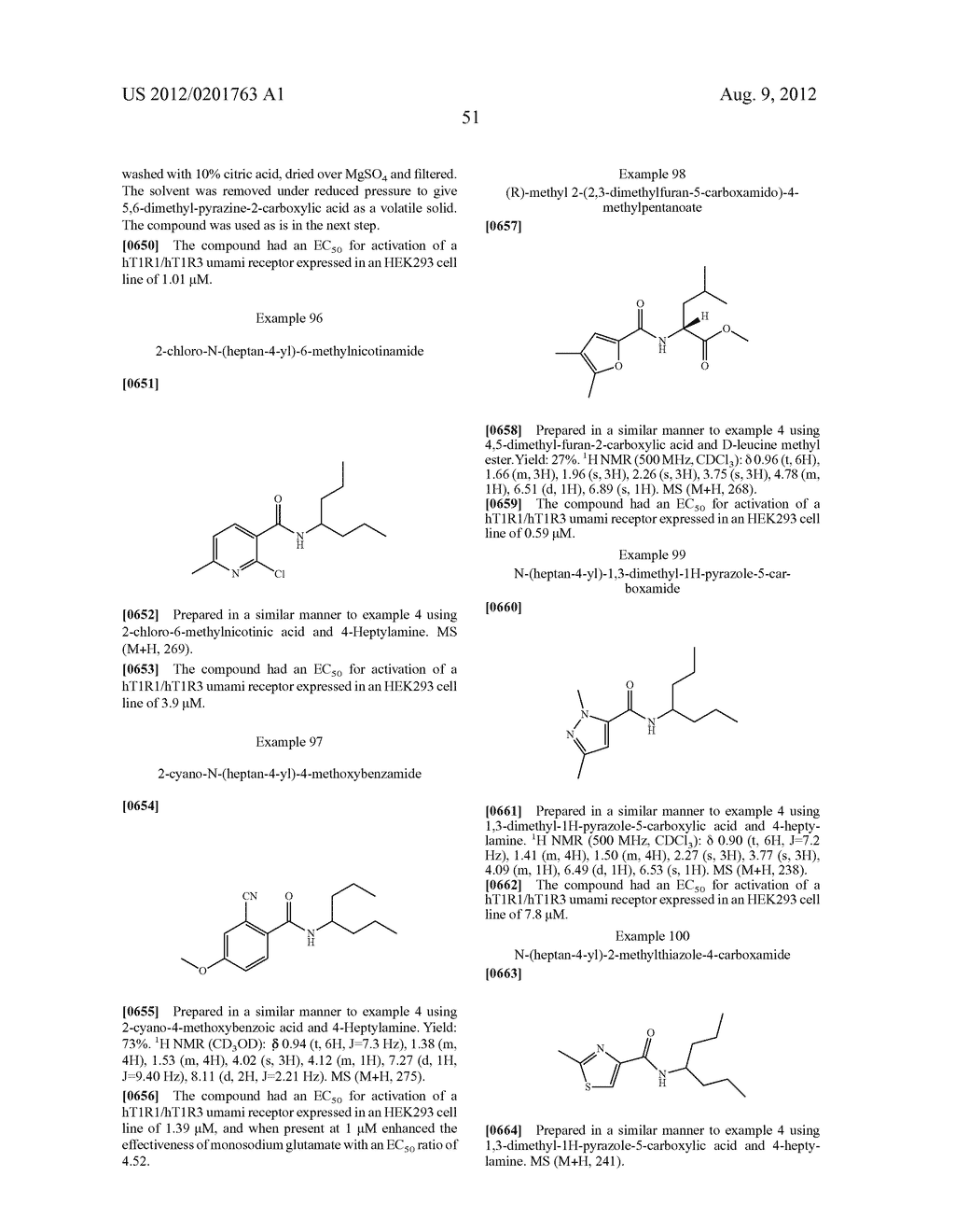 NOVEL FLAVORS, FLAVOR MODIFIERS, TASTANTS, TASTE ENHANCERS, UMAMI OR SWEET     TASTANTS, AND/OR ENHANCERS AND USE THEREOF - diagram, schematic, and image 52