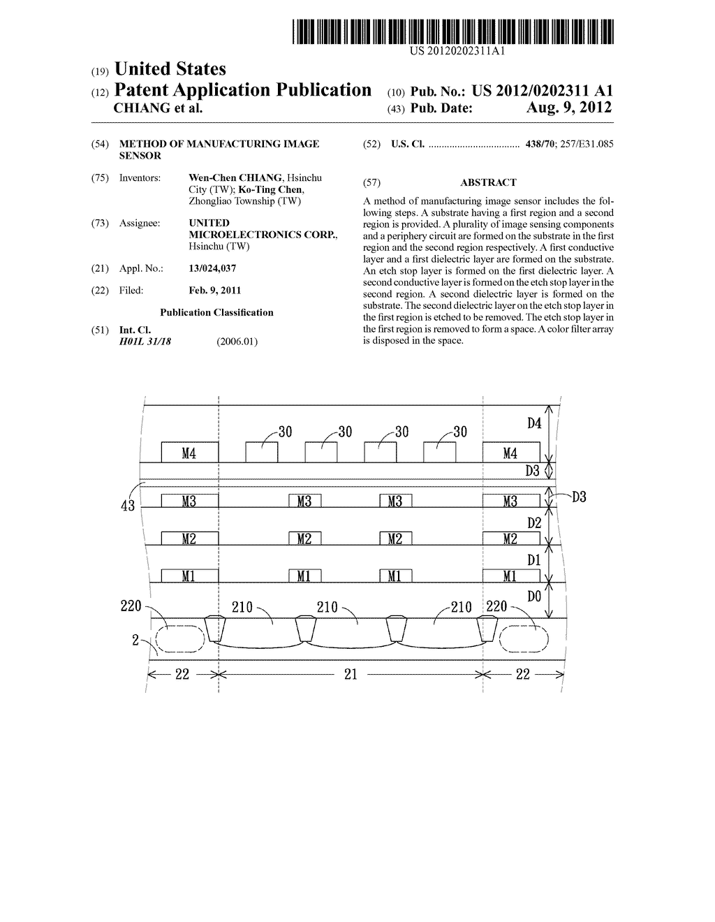 METHOD OF MANUFACTURING IMAGE SENSOR - diagram, schematic, and image 01