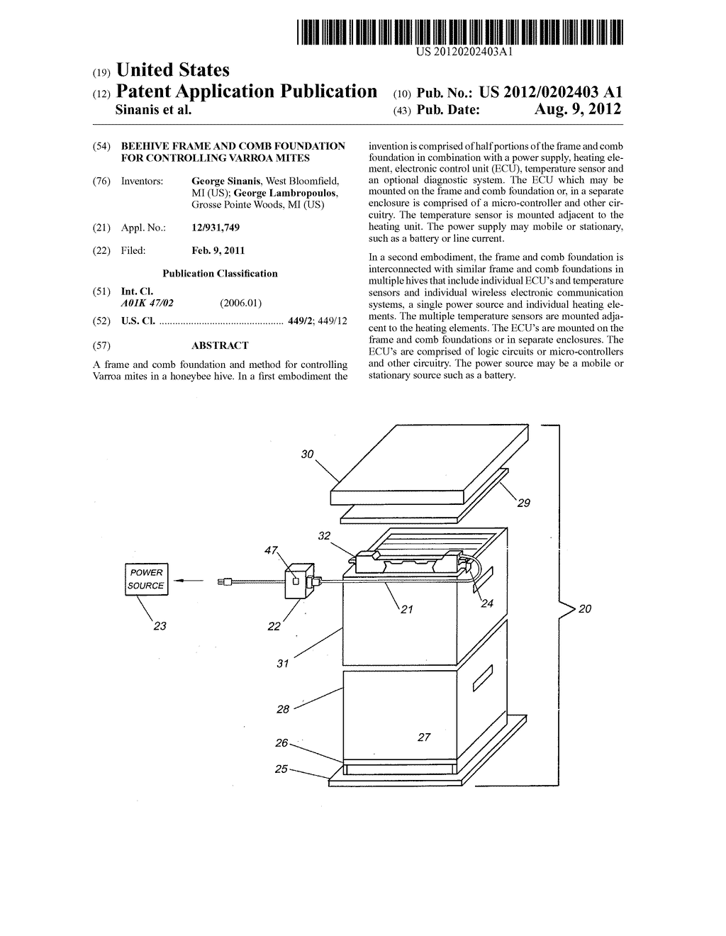 Beehive frame and comb foundation for controlling varroa mites - diagram, schematic, and image 01