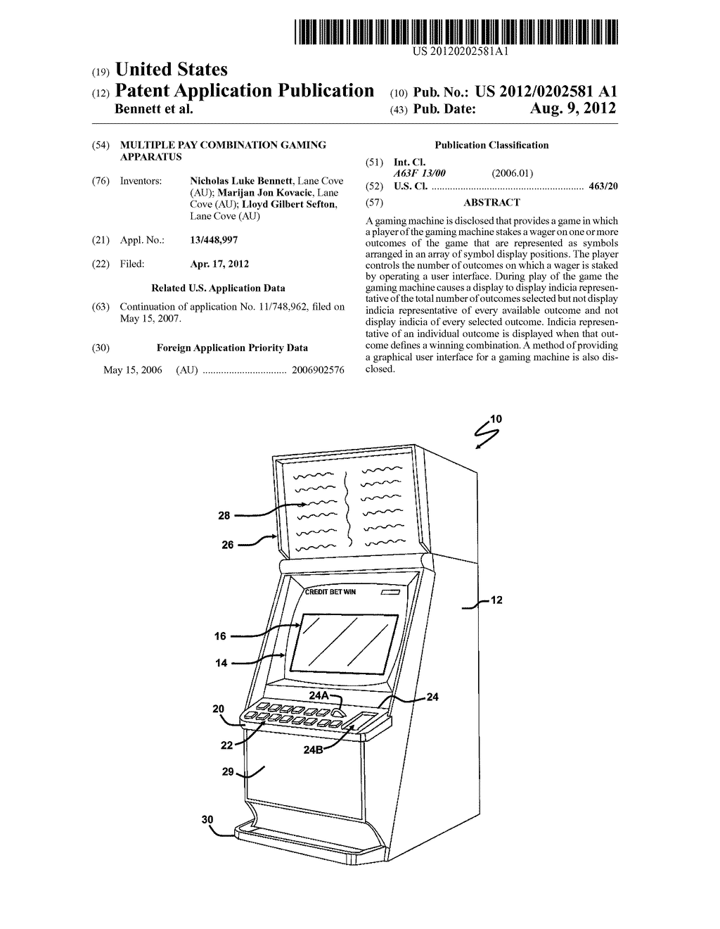 Multiple Pay Combination Gaming Apparatus - diagram, schematic, and image 01