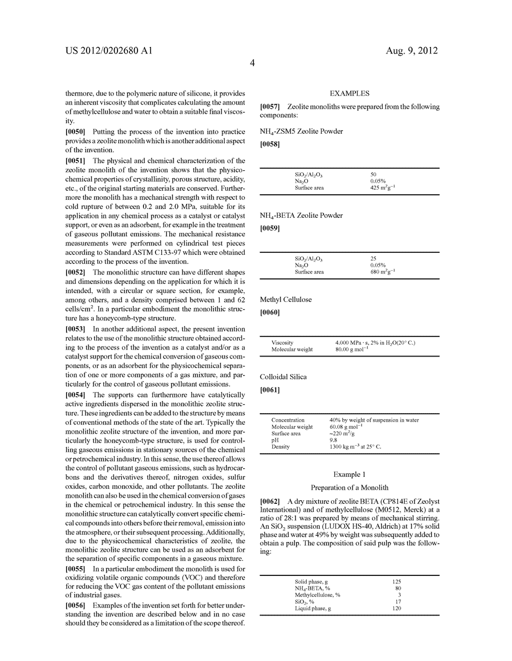 METHOD FOR THE PREPARATION OF A ZEOLITE-BASED MONOLITHIC STRUCTURE - diagram, schematic, and image 06