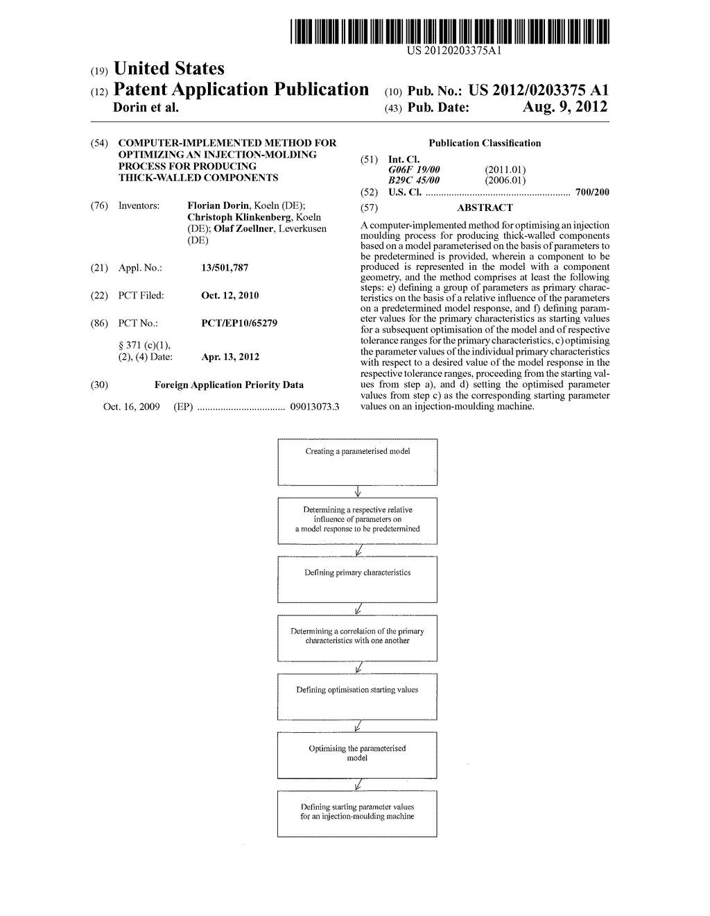 COMPUTER-IMPLEMENTED METHOD FOR OPTIMIZING AN INJECTION-MOLDING PROCESS     FOR PRODUCING THICK-WALLED COMPONENTS - diagram, schematic, and image 01