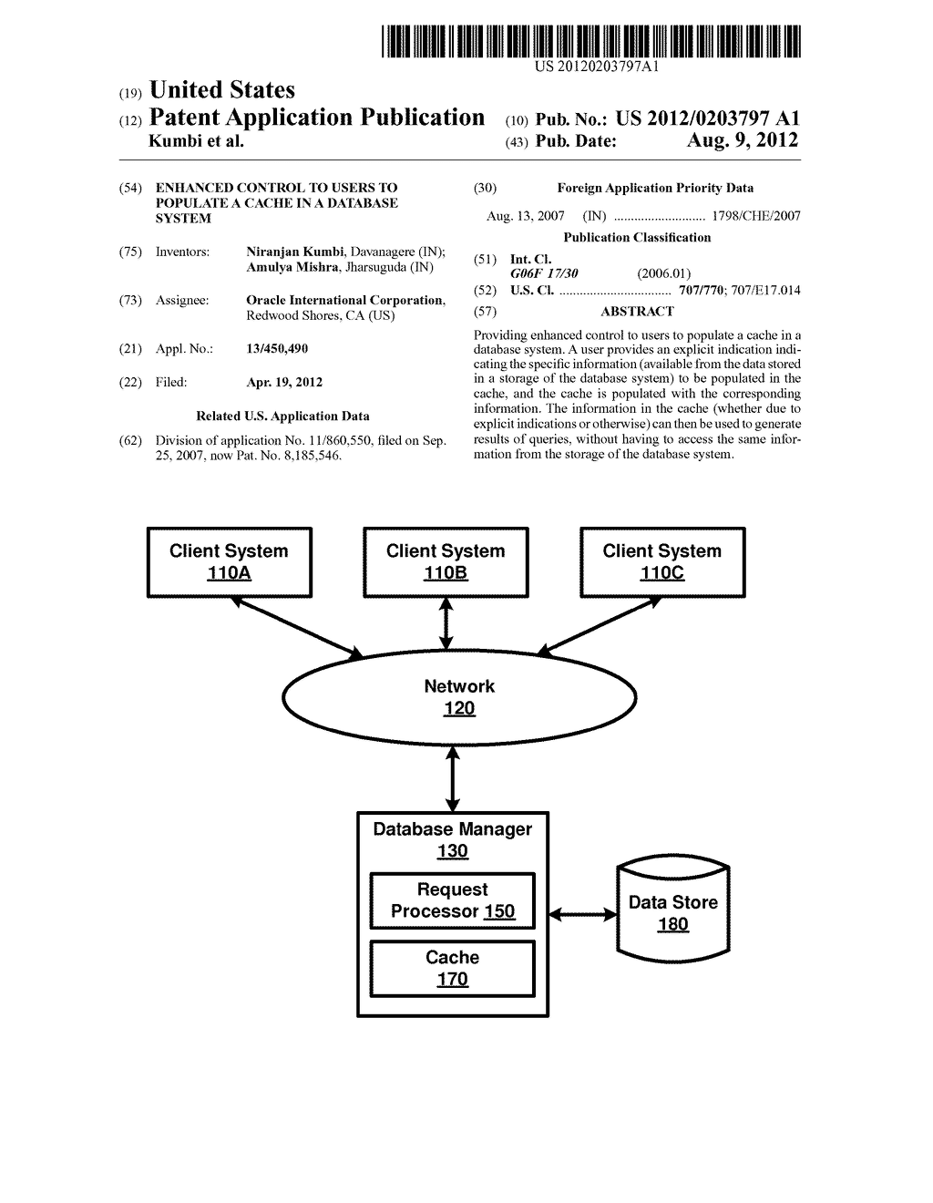 ENHANCED CONTROL TO USERS TO POPULATE A CACHE IN A DATABASE SYSTEM - diagram, schematic, and image 01