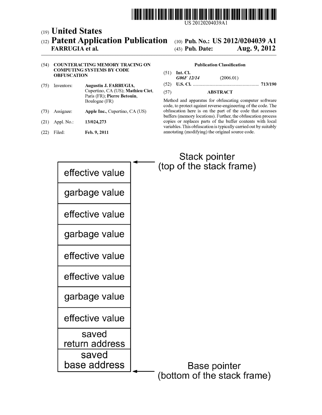 COUNTERACTING MEMORY TRACING ON COMPUTING SYSTEMS BY CODE OBFUSCATION - diagram, schematic, and image 01