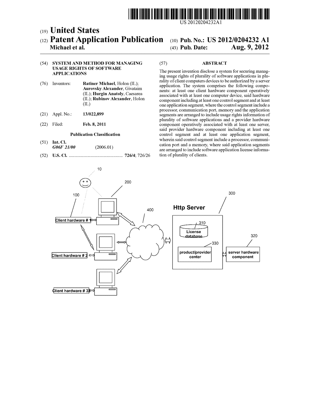 System And Method For Managing Usage Rights Of Software Applications - diagram, schematic, and image 01