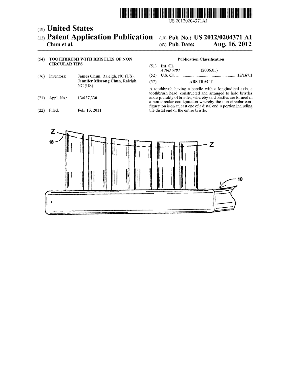 TOOTHBRUSH WITH BRISTLES OF NON CIRCULAR TIPS - diagram, schematic, and image 01