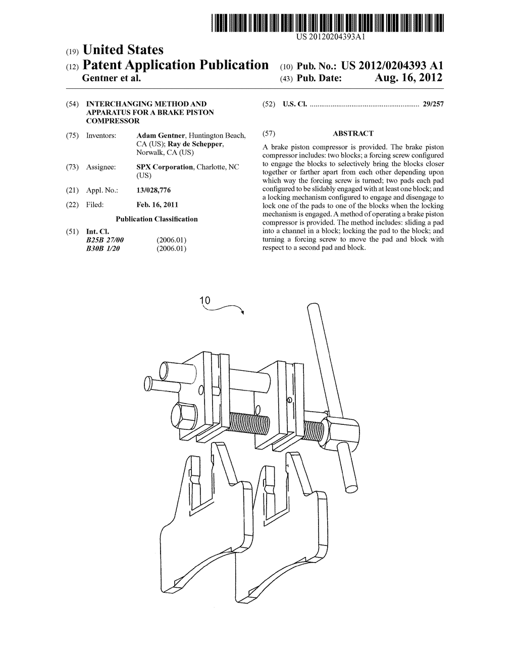  INTERCHANGING METHOD AND APPARATUS FOR A BRAKE PISTON COMPRESSOR - diagram, schematic, and image 01