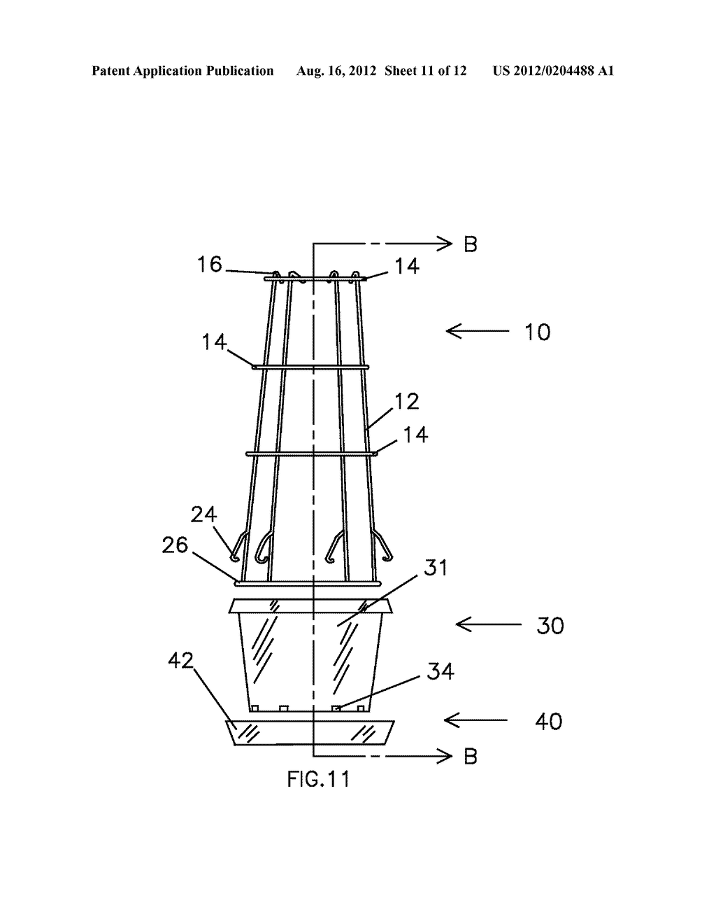 PLANT CONTAINER WITH RIGIDLY REVERSIBLY ATTACHABLE CANOPY TRAINING RACK - diagram, schematic, and image 12