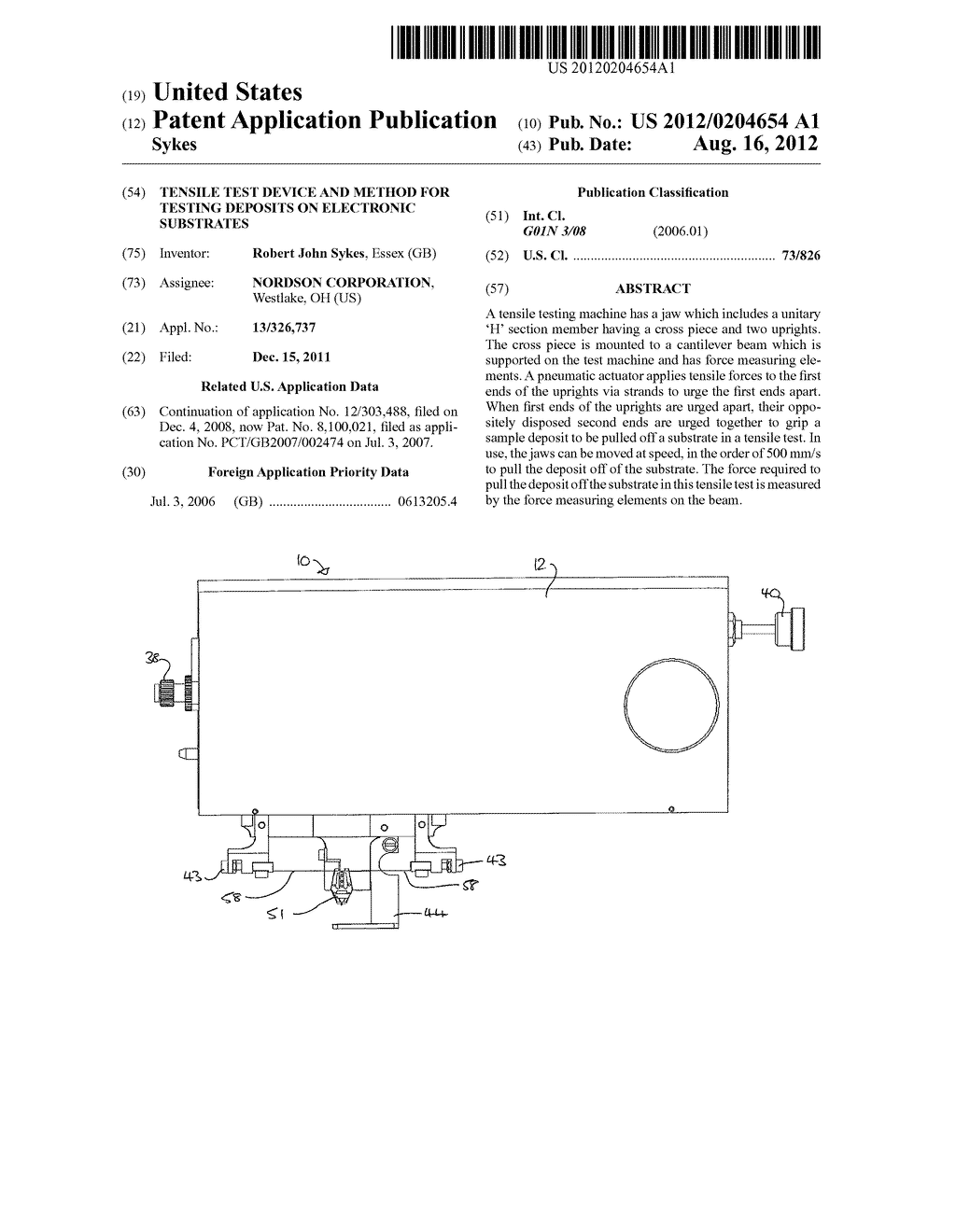 TENSILE TEST DEVICE AND METHOD FOR TESTING DEPOSITS ON ELECTRONIC     SUBSTRATES - diagram, schematic, and image 01