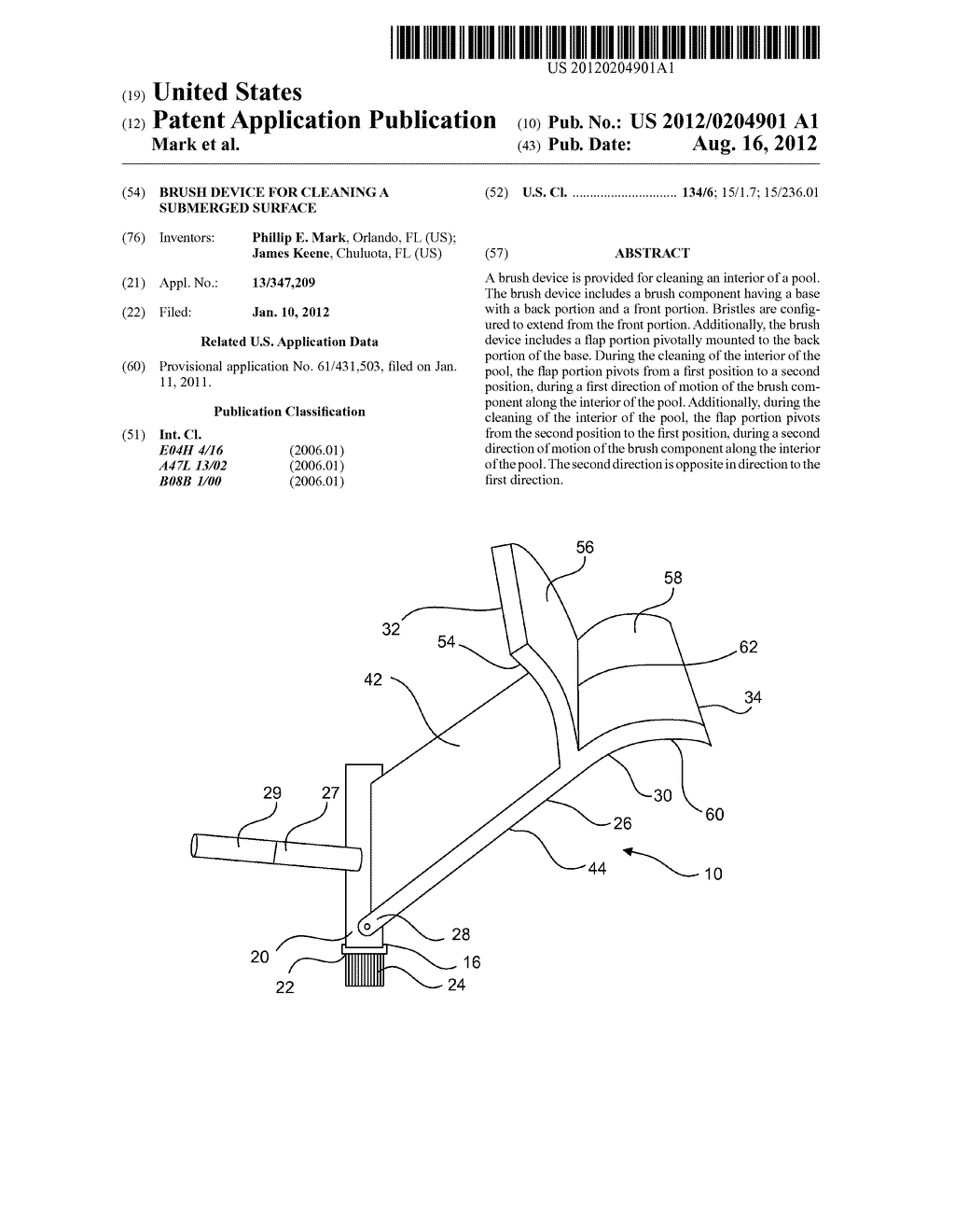 BRUSH DEVICE FOR CLEANING A SUBMERGED SURFACE - diagram, schematic, and image 01