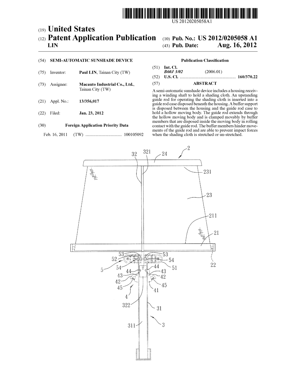 SEMI-AUTOMATIC SUNSHADE DEVICE - diagram, schematic, and image 01