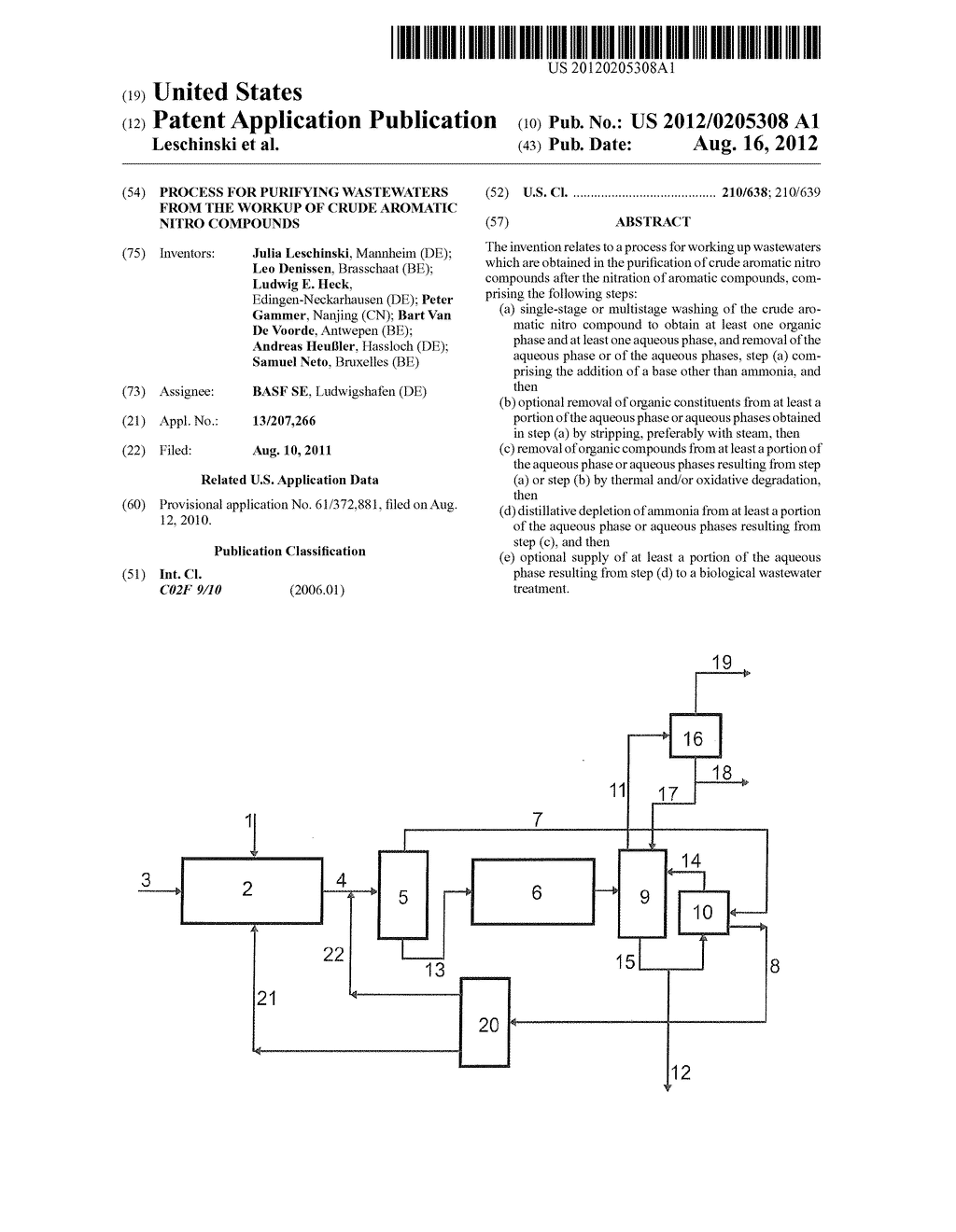 PROCESS FOR PURIFYING WASTEWATERS FROM THE WORKUP OF CRUDE AROMATIC NITRO     COMPOUNDS - diagram, schematic, and image 01