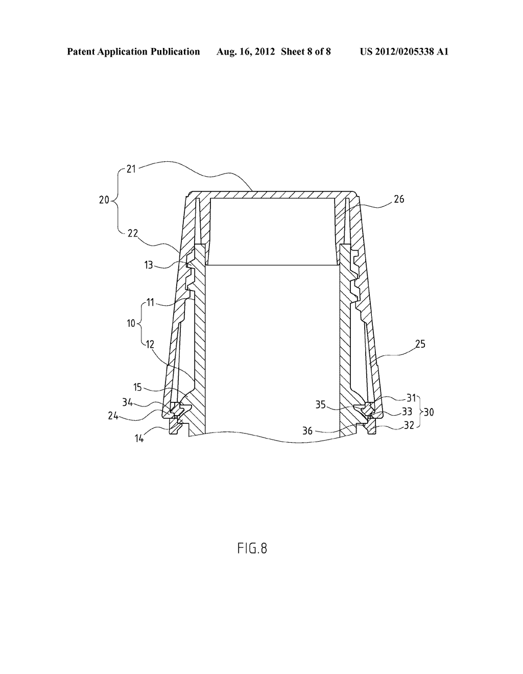 SAFETY BOTTLE CAP STRUCTURE WITH ANTI-BURGLARY TEARING FLANGE - diagram, schematic, and image 09