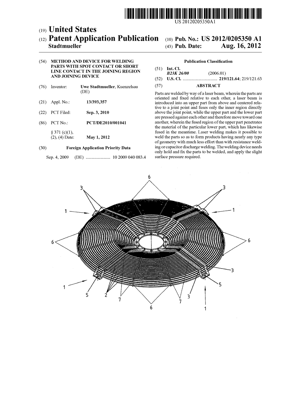 METHOD AND DEVICE FOR WELDING PARTS WITH SPOT CONTACT OR SHORT LINE     CONTACT IN THE JOINING REGION AND JOINING DEVICE - diagram, schematic, and image 01