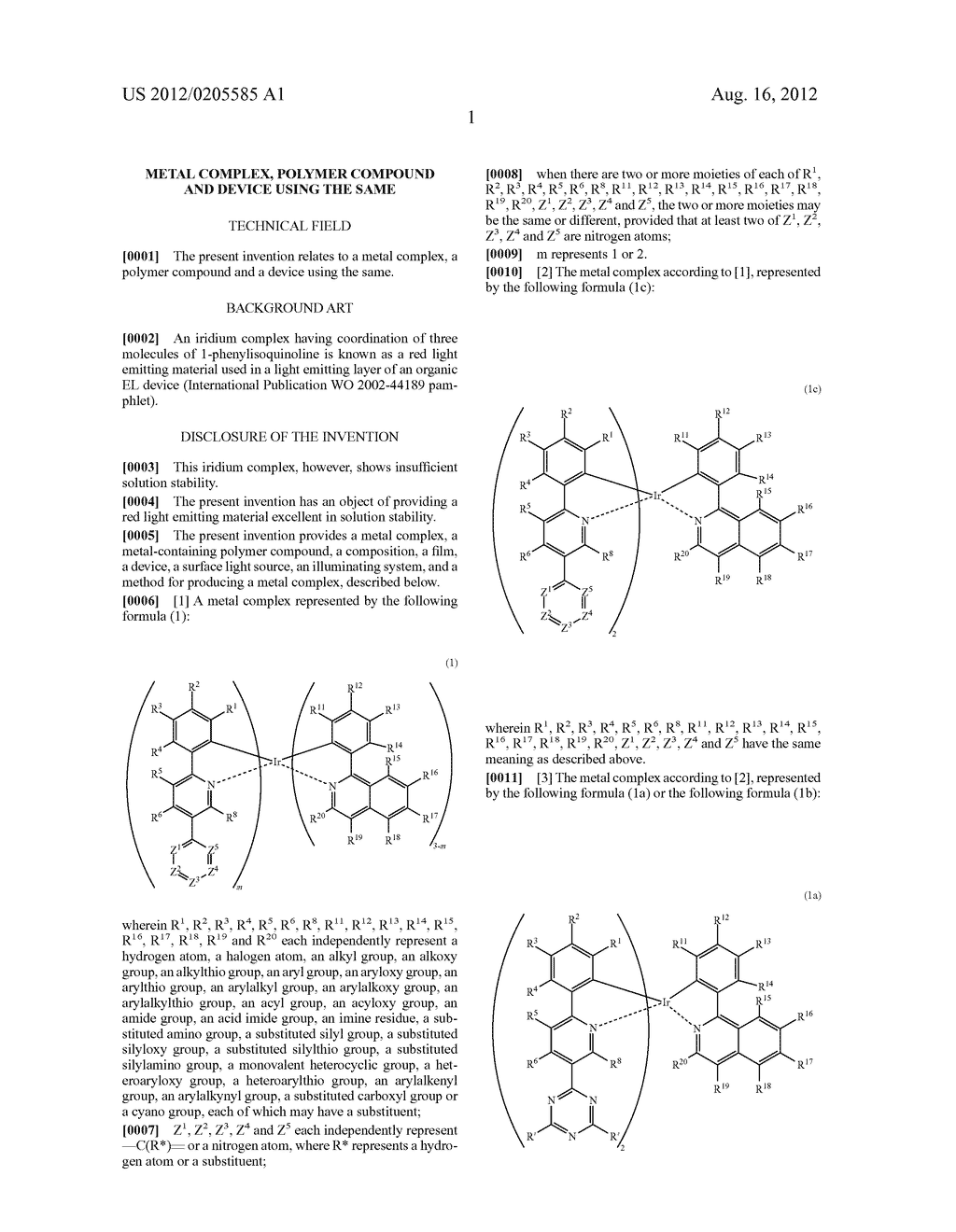 METAL COMPLEX, POLYMER COMPOUND AND DEVICE USING THE SAME - diagram, schematic, and image 02