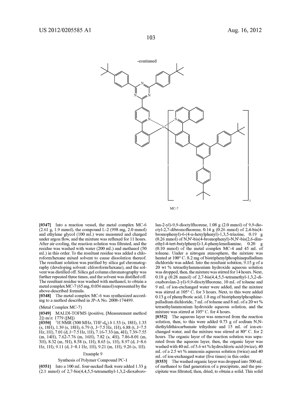 METAL COMPLEX, POLYMER COMPOUND AND DEVICE USING THE SAME - diagram, schematic, and image 104