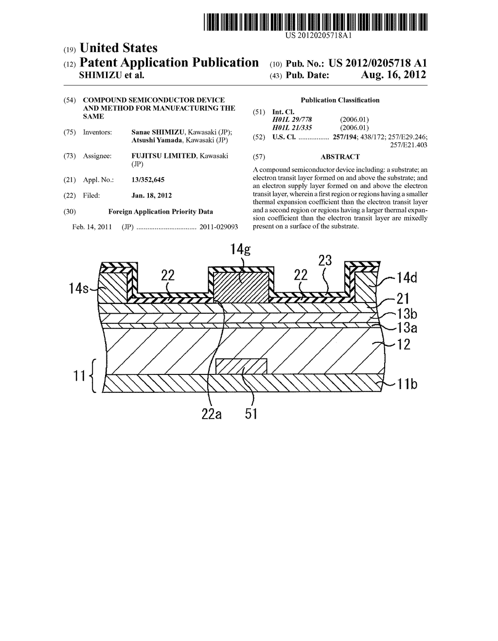 COMPOUND SEMICONDUCTOR DEVICE AND METHOD FOR MANUFACTURING THE SAME - diagram, schematic, and image 01