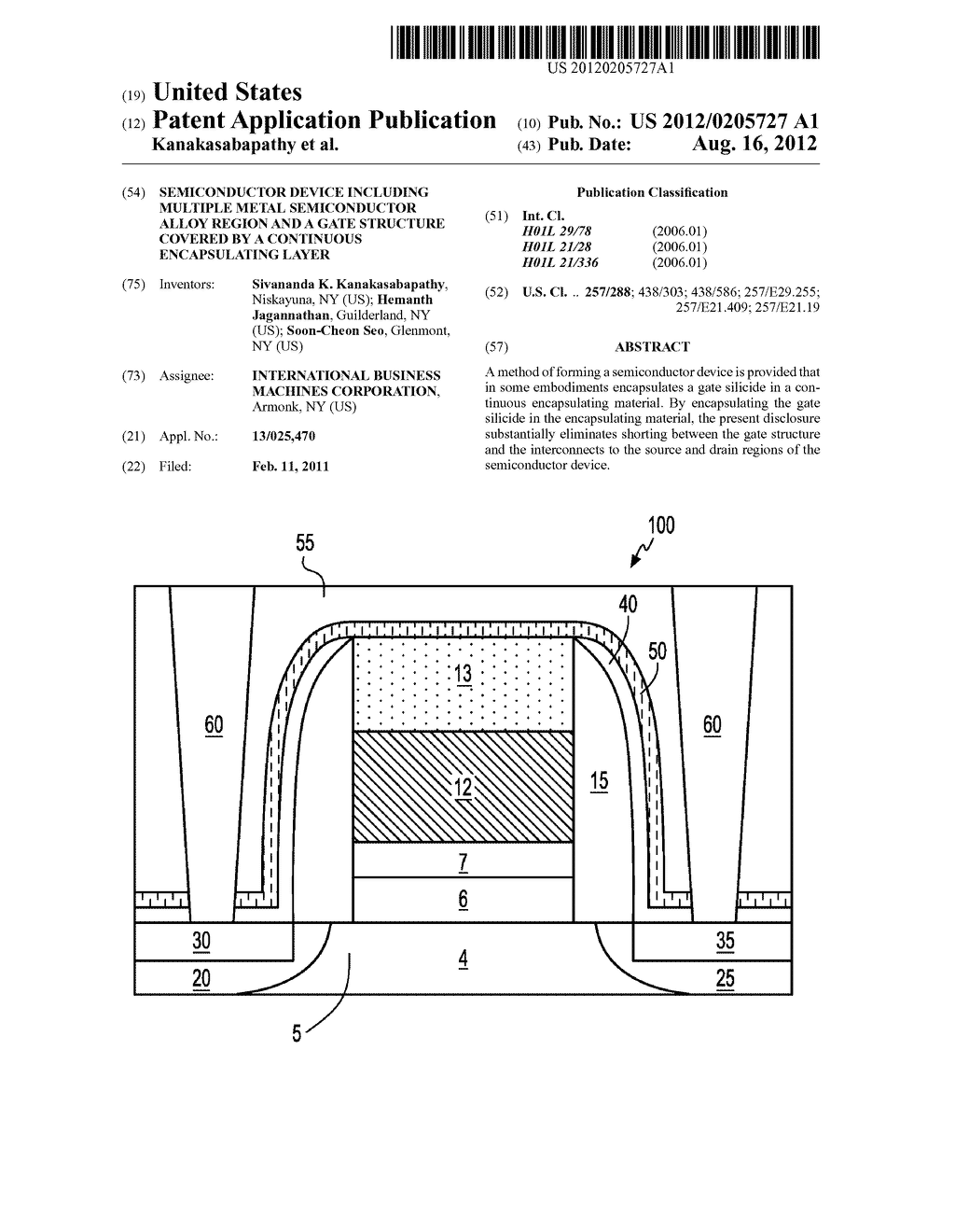 SEMICONDUCTOR DEVICE INCLUDING MULTIPLE METAL SEMICONDUCTOR ALLOY REGION     AND A GATE STRUCTURE COVERED BY A CONTINUOUS ENCAPSULATING LAYER - diagram, schematic, and image 01