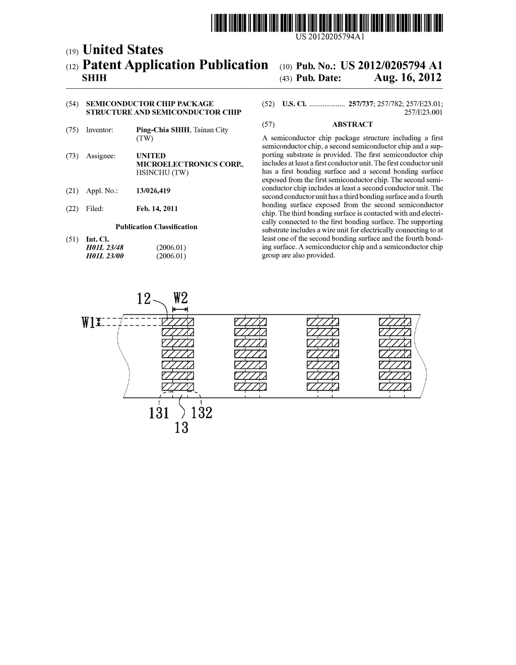 SEMICONDUCTOR CHIP PACKAGE STRUCTURE AND SEMICONDUCTOR CHIP - diagram, schematic, and image 01