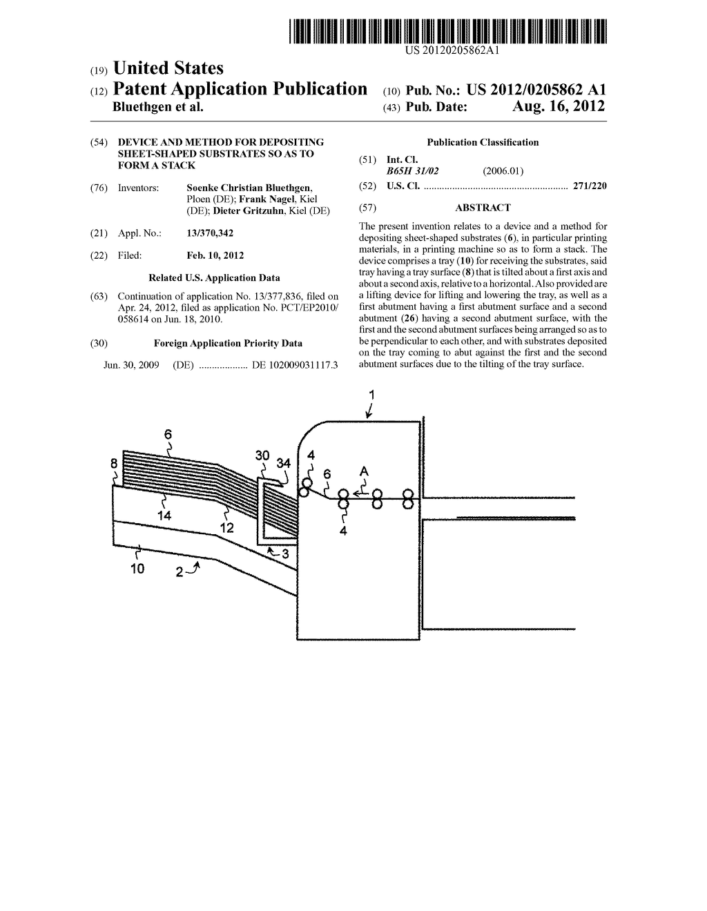 DEVICE AND METHOD FOR DEPOSITING SHEET-SHAPED SUBSTRATES SO AS TO FORM A     STACK - diagram, schematic, and image 01