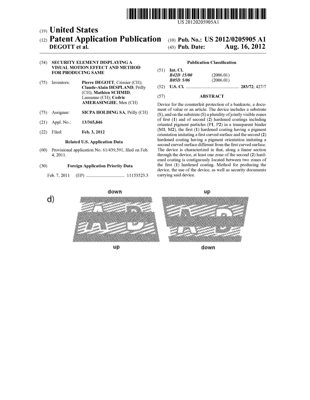 SECURITY ELEMENT DISPLAYING A VISUAL MOTION EFFECT AND METHOD FOR     PRODUCING SAME - diagram, schematic, and image 01