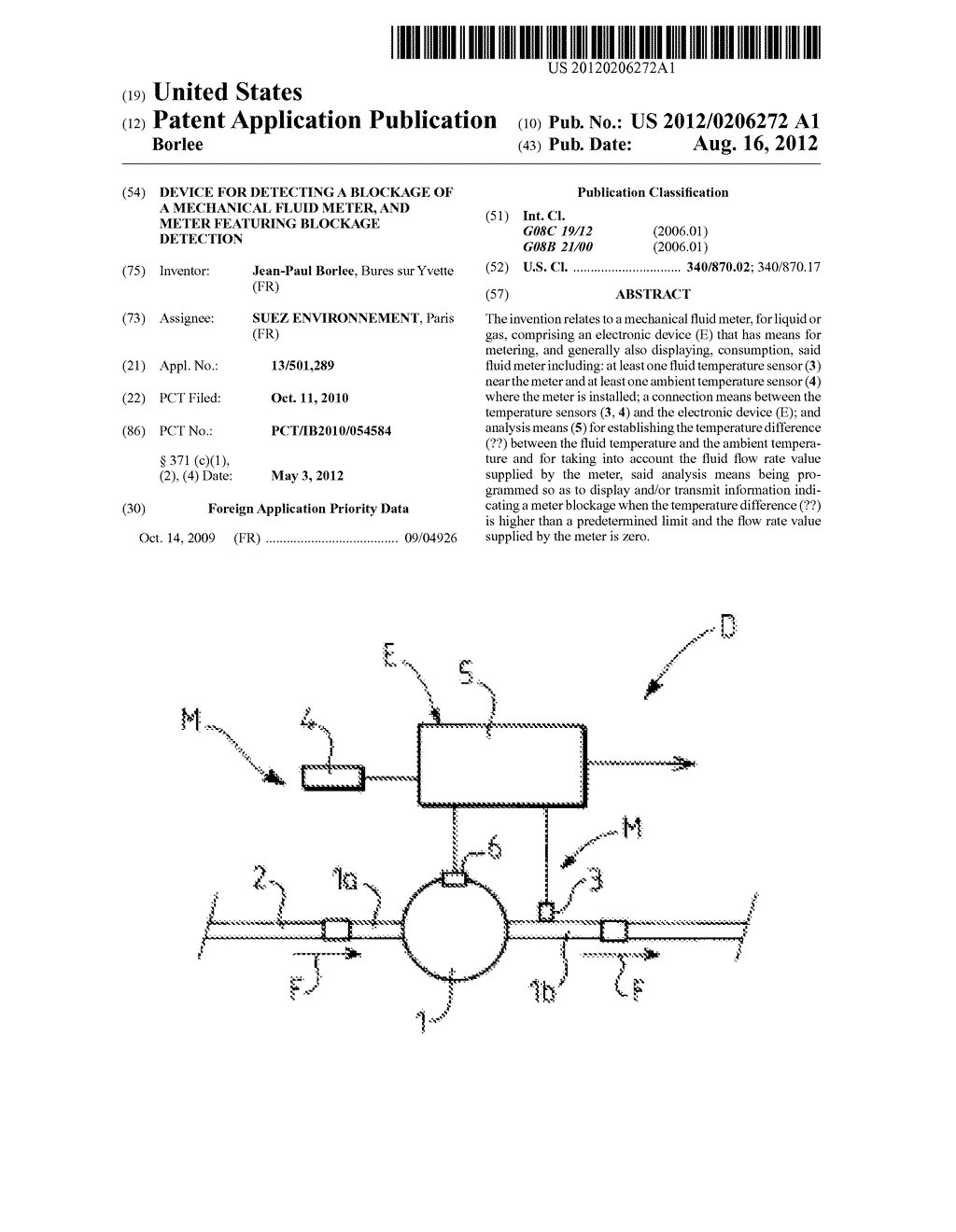 DEVICE FOR DETECTING A BLOCKAGE OF A MECHANICAL FLUID METER, AND METER     FEATURING BLOCKAGE DETECTION - diagram, schematic, and image 01