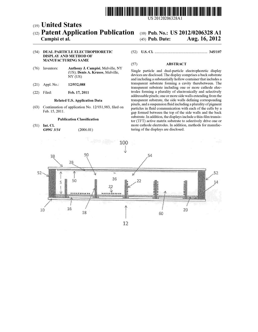  Dual particle electrophoretic display and method of manufacturing same - diagram, schematic, and image 01