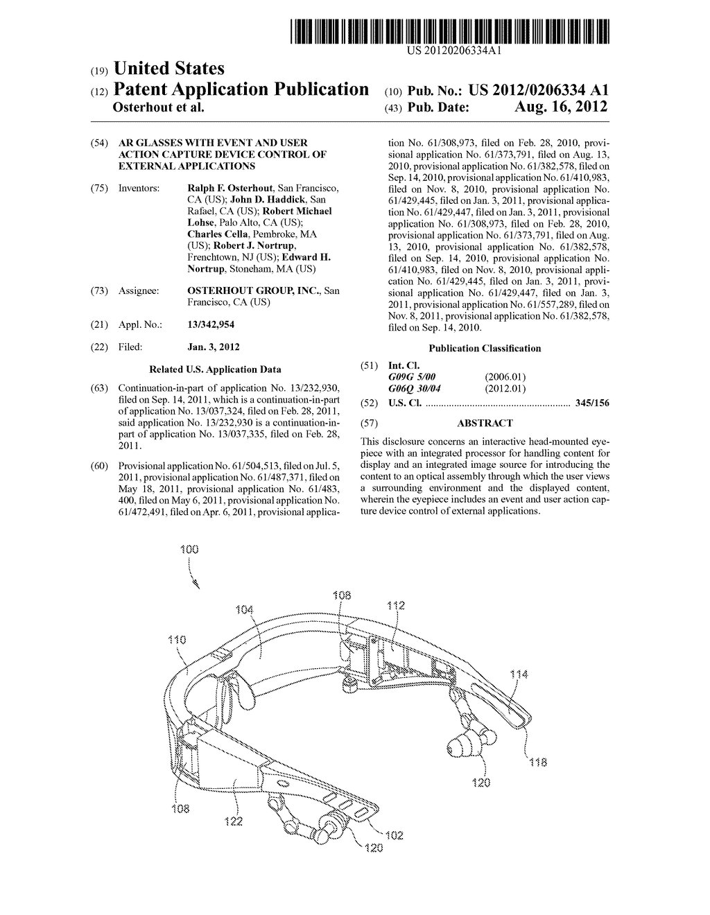 AR GLASSES WITH EVENT AND USER ACTION CAPTURE DEVICE CONTROL OF EXTERNAL     APPLICATIONS - diagram, schematic, and image 01