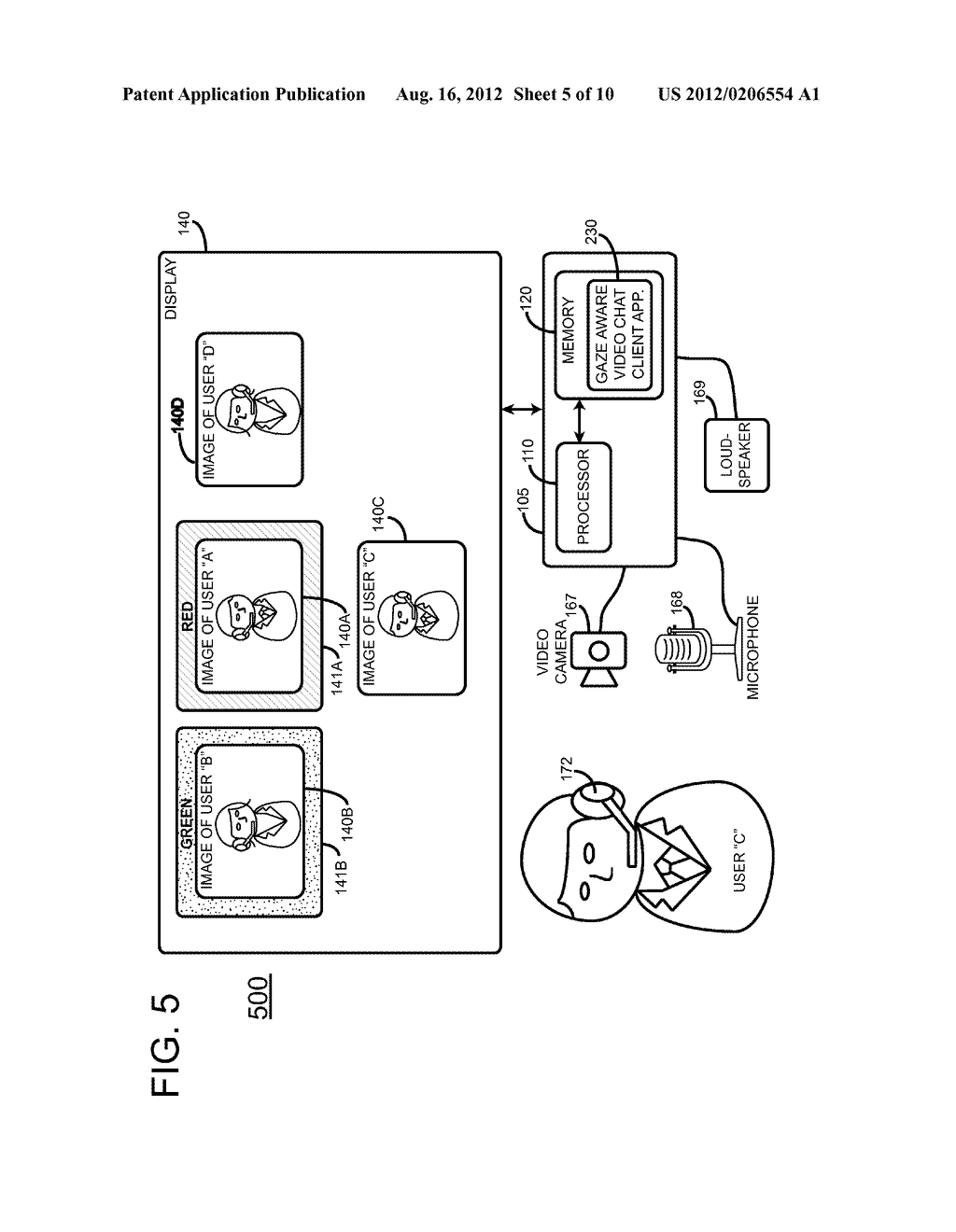 MULTI-PARTICIPANT AUDIO/VIDEO COMMUNICATION WITH PARTICIPANT ROLE     INDICATOR - diagram, schematic, and image 06