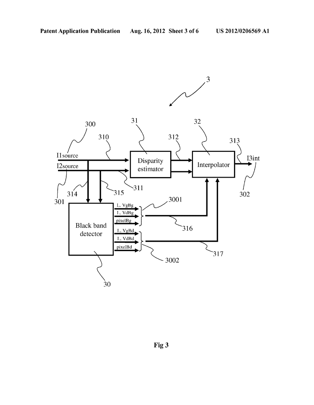 Method for Processing a Stereoscopic Image Comprising a Black Band and     Corresponding Device - diagram, schematic, and image 04