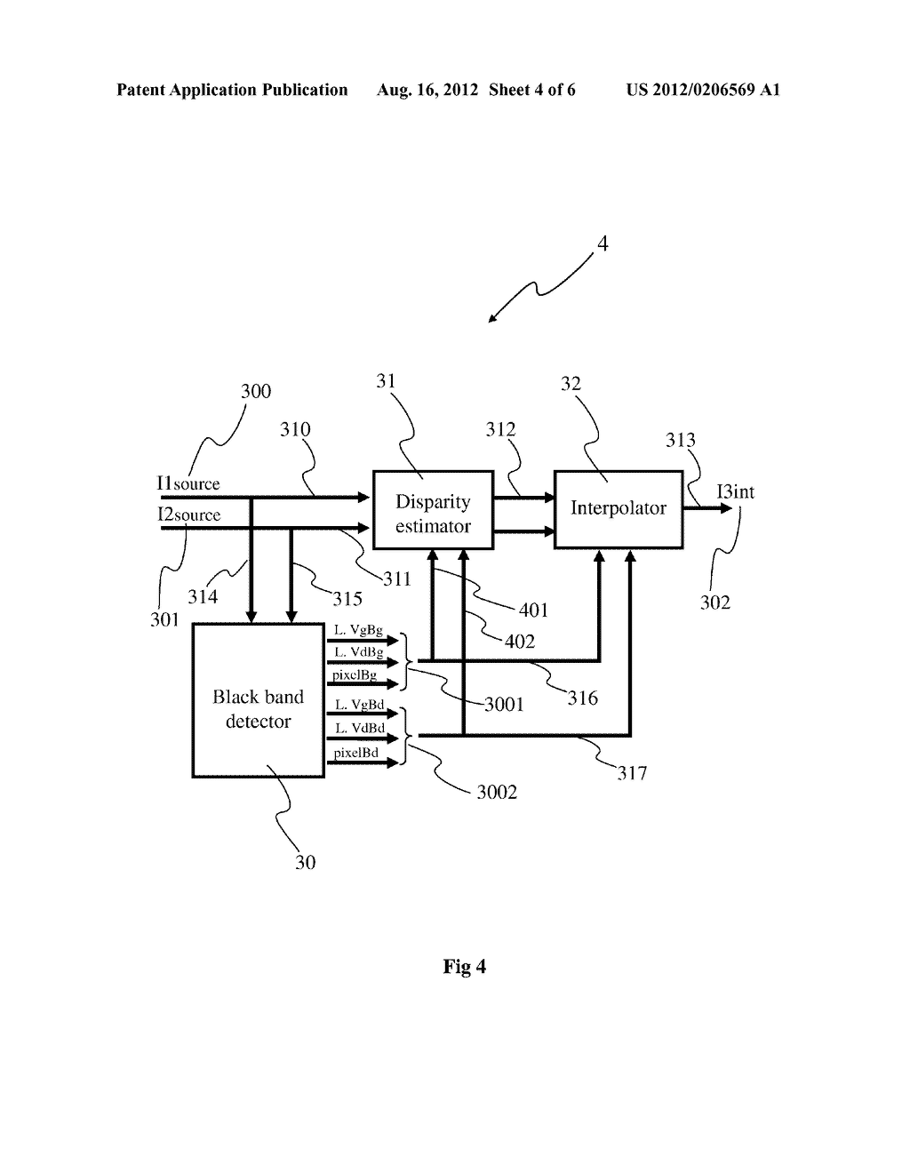 Method for Processing a Stereoscopic Image Comprising a Black Band and     Corresponding Device - diagram, schematic, and image 05