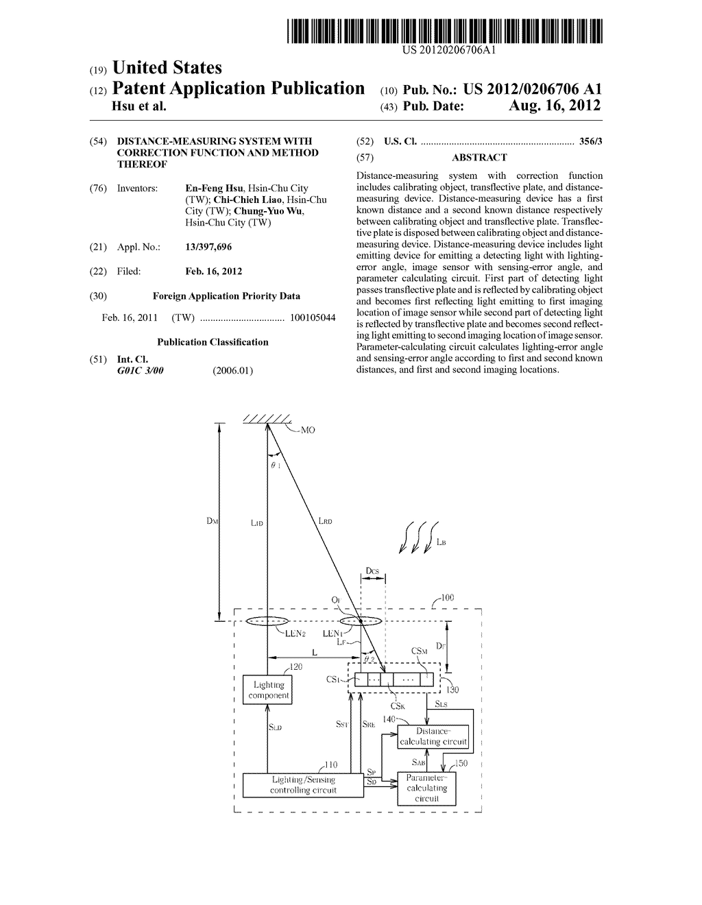 Distance-measuring system with correction function and method thereof - diagram, schematic, and image 01