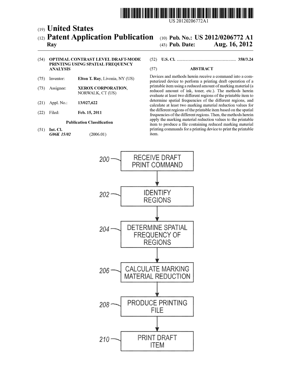 OPTIMAL CONTRAST LEVEL DRAFT-MODE PRINTING USING SPATIAL FREQUENCY     ANALYSIS - diagram, schematic, and image 01