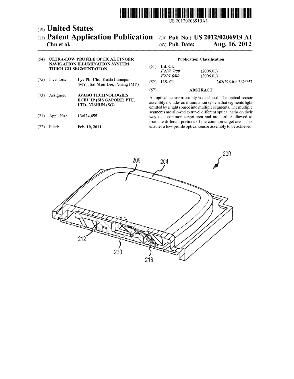 ULTRA-LOW PROFILE OPTICAL FINGER NAVIGATION ILLUMINATION SYSTEM THROUGH     SEGMENTATION - diagram, schematic, and image 01