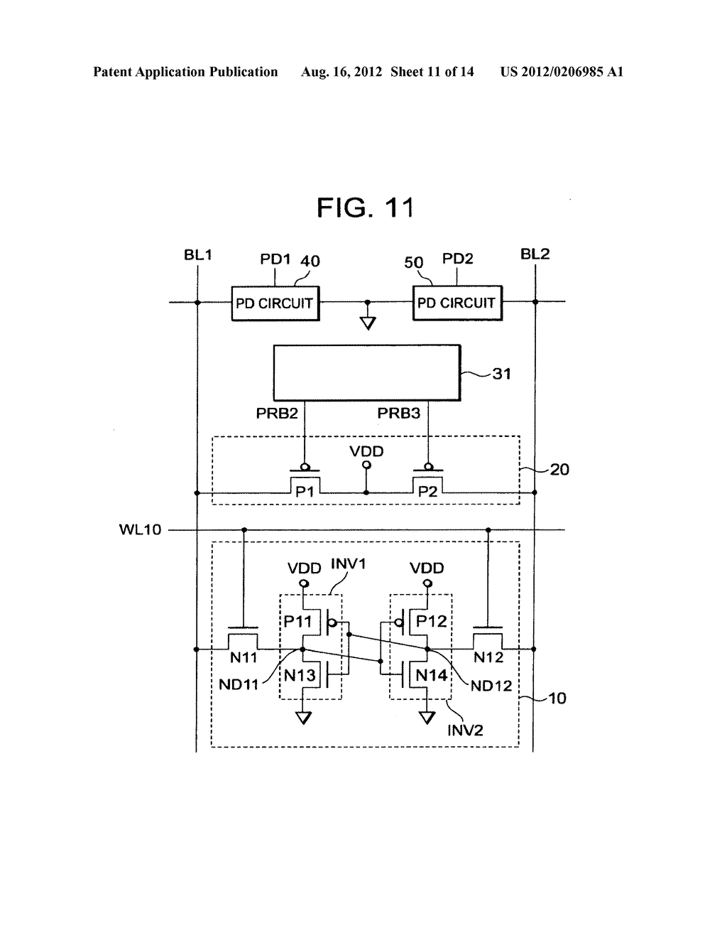 STATIC RANDOM ACCESS MEMORY (SRAM) AND TEST METHOD OF THE SRAM HAVING     PRECHARGE CIRCUIT TO PREPCHARGE BIT LINE - diagram, schematic, and image 12